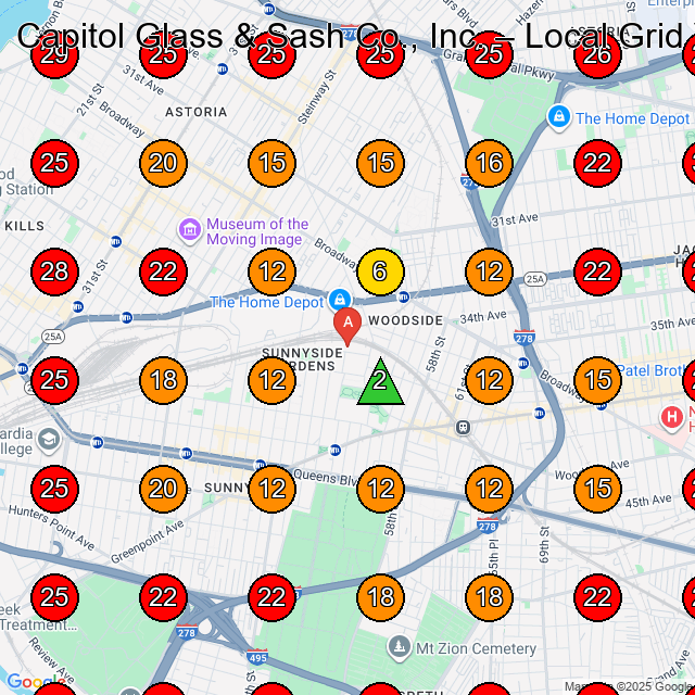 Capitol Glass & Sash Co., Inc. GeoGrid visibility map for Glass & Mirror Shop in Long Island City